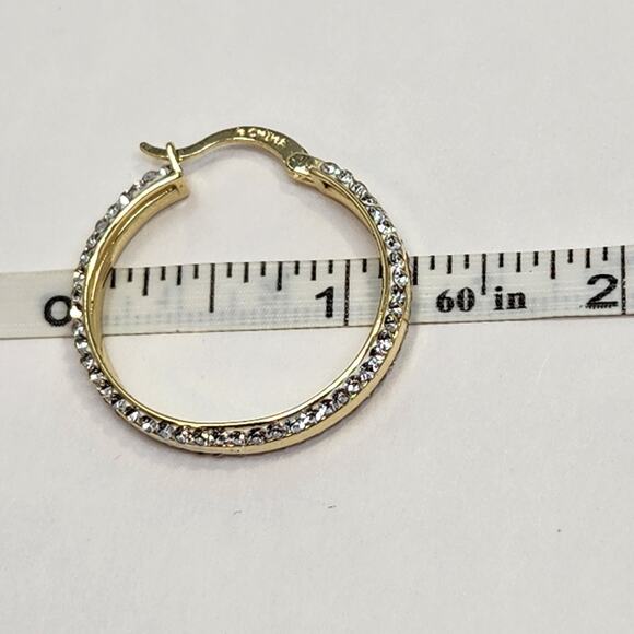 Jenni Park Swarovski Crystal Gold Tone Round Hoop 1" Earrings Lightweight New - Picture 5 of 6